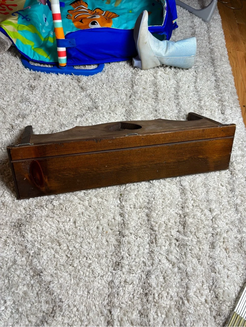 Vintage wooden shelf Heart cut out cottage country farmhouse